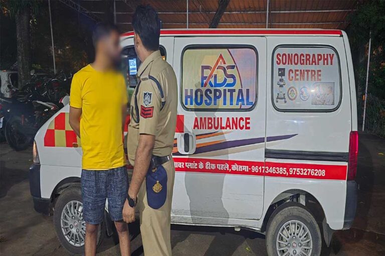 एम्बुलेंस के चालक को नशे के हालत में वाहन चलाते पाये जाने पर कोतवाली पुलिस द्वारा कार्यवाही