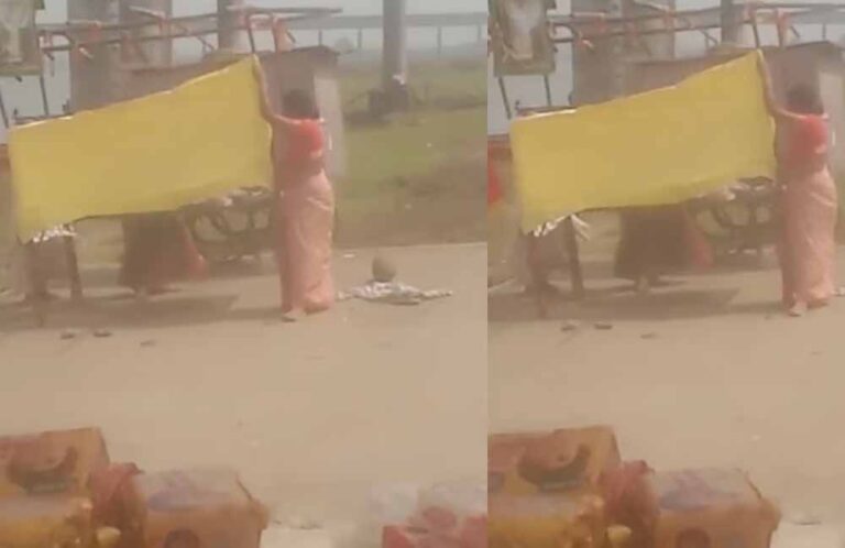 खंडवा: खेड़ीघाट पर साड़ी बांधकर करवाई महिला की डिलेवरी