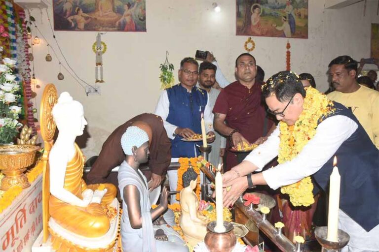 केंद्रिय कैबिनेट मंत्री किरण रिजूजी का बुद्धभूमि महाविहार मोनेस्ट्री में भव्य स्वागत