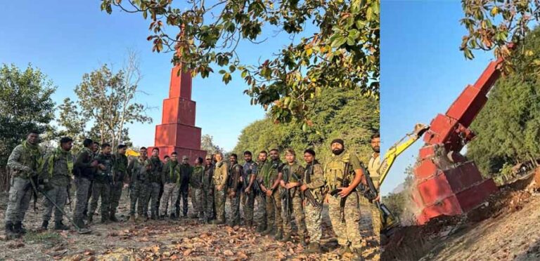 जवानों ने नक्सलियों की मांद में घुसकर उनका तोड़ा मनोबल, इंटरस्टेट रेड कारीडोर के रूप चर्चित स्मारक को किया ध्वस्त