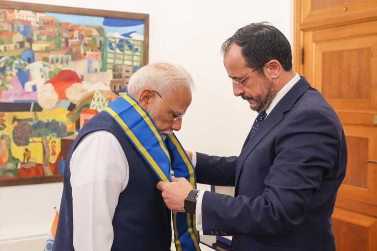 तुर्की के पड़ोसी देश साइप्रस ने PM मोदी को दिया सर्वोच्च नागरिक सम्मान, बोले- ये हमारी दोस्ती का प्रतीक है