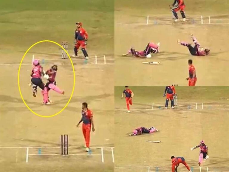रन दौड़ते हुए बल्लेबाज आपस में ही भयंकर तरीके से टकराए, जमीन पर गिरे, हर किसी की आंखें खुली की खुली रह गई