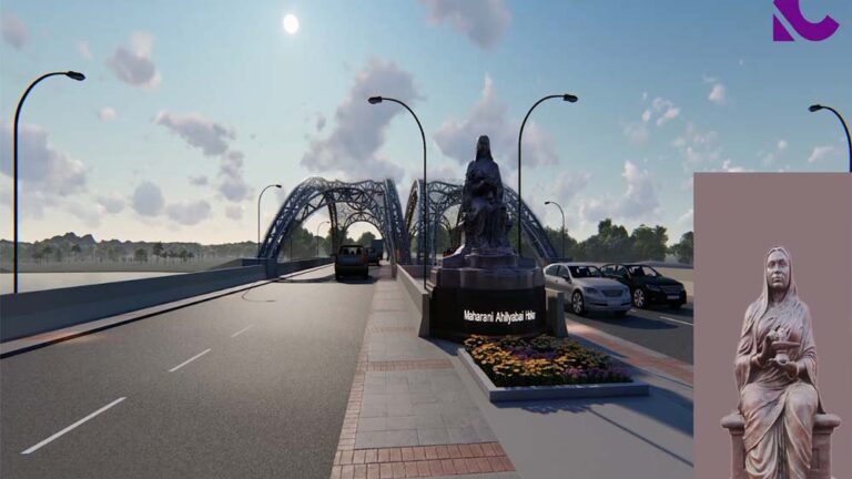 नर्मदा नदी पर प्रदेश का पहला धार्मिक ब्रिज तैयार हो रहा, भव्य द्वार के साथ मंत्रोच्चार से यह सेतु गूंजेगा