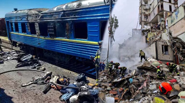यूक्रेन पर रूस का हवाई हमला: रेलवे स्टेशन और पैसेंजर ट्रेन पर बमबारी, दर्जनों लोग घायल