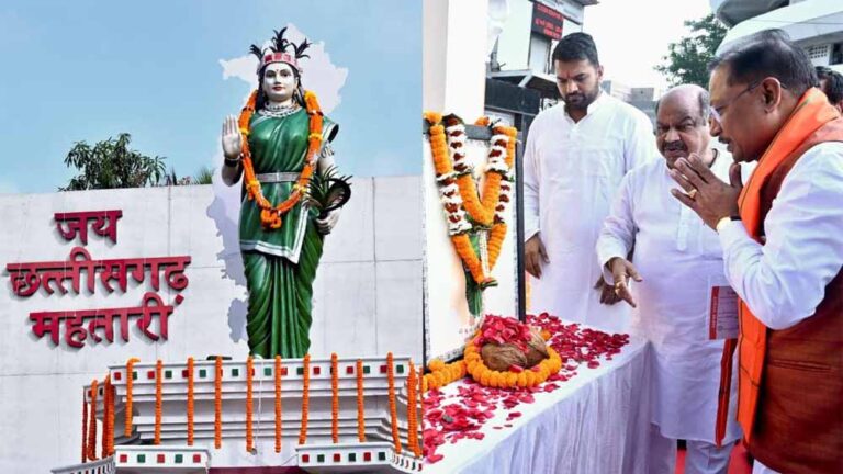 छत्तीसगढ़ महतारी की प्रतिमा पर माल्यार्पण कर मुख्यमंत्री साय ने जताया मातृभूमि के प्रति सम्मान