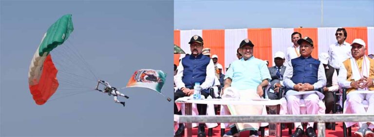 उप राष्ट्रपति सी.पी. राधाकृष्णन, राज्यपाल रमेन डेका, मुख्यमंत्री विष्णु देव साय और विधानसभा अध्यक्ष डॉ. रमन सिंह ने देखा एयर शो