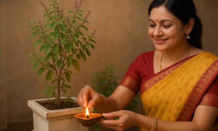 तुलसी और दीया: शाम के समय क्यों है यह धार्मिक व स्वास्थ्यवर्धक अभ्यास