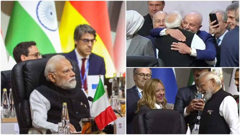 G-20 शिखर सम्मेलन में पीएम मोदी का अलग अंदाज: लूला संग गर्मजोशी, मेलोनी संग खिलखिलाते ठहाके G-20 शिखर सम्मेलन में पीएम मोदी का अलग अंदाज: लूला संग गर्मजोशी, मेलोनी संग खिलखिलाते ठहाके