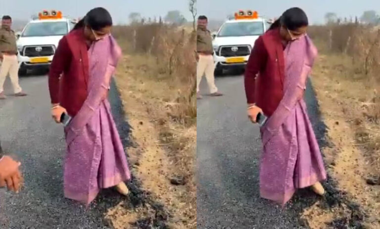 सड़क का सच सामने आया: मंत्री प्रतिमा बागरी ने नई सड़क की क्वालिटी पर जताई नाराजगी
