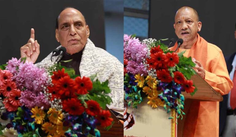 रक्षा मंत्री राजनाथ सिंह व मुख्यमंत्री योगी आदित्यनाथ ने ‘अटल महानायक’ पुस्तक का किया विमोचन