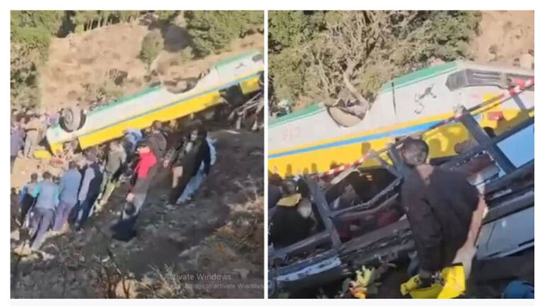 हिमाचल के हरिपुरधार में प्राइवेट बस खाई में गिरी, 7 लोग मरे, 50 घायल