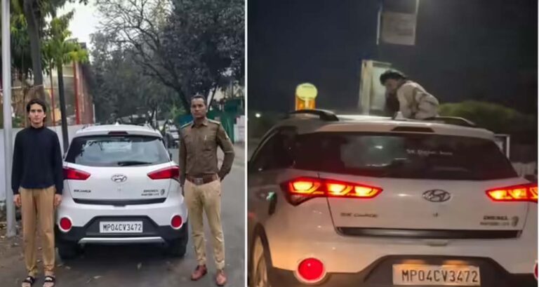 नेशनल बैडमिंटन खिलाड़ी श्रेष्ठ परमार का खतरनाक स्टंट, कार की छत पर जान जोखिम में डालकर भोपाल पुलिस ने की FIR दर्ज
