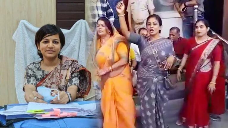 IAS आकांक्षा राणा की गिरफ्तारी जैसी स्थिति, होर्डिंग हटाने पर नेताओं ने गेट पर कब्जा जमा दिया